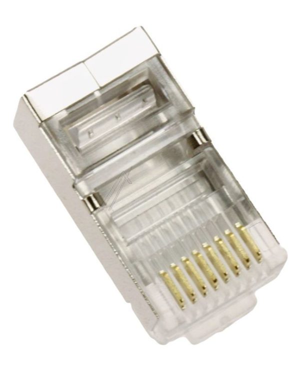 RJ45 WESTERNSTEKER 8P/ 8C VOOR RONDE KABEL,  VOLL. AFGESCHERMD