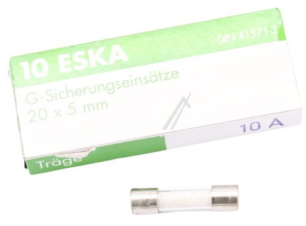 10A-T 522.027 KERAMISCHE ZEKERING 10A TRAAG,  5X20MM. INH:10 STUKS -ROHS-