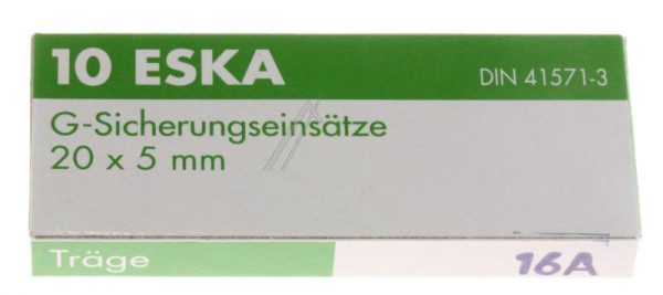 16A-T ZEKERING,  TRAAG,  5X20MM. INH:10 ST. ROHS-CONFORM