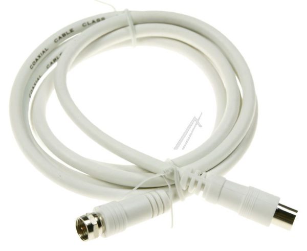 ADAPTERKABEL F-STEKER RECHT/ COAX-STEKER RECHT CLASS:A,  WIT 1,5MTR.