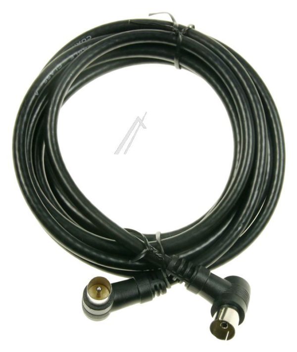 COAX-AANSLUITKABEL STEKER 90°/  CONTRA 90° CLASS:A,  ZWART 2,5MTR.