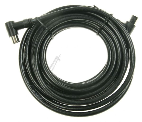 COAX-AANSLUITKABEL STEKER 90°/  CONTRA 90° CLASS:A,  ZWART 5,0MTR.