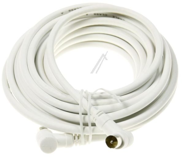 COAX-AANSLUITKABEL STEKER 90°/  CONTRA 90° CLASS:A,  WIT 7,5MTR.