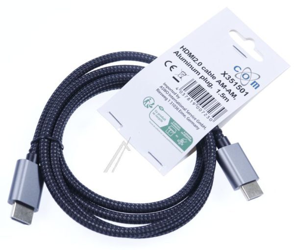 HDMI KABEL MET ALUMINIUMSTEKERS EN TEXTIELCOATING 4K*2K@60HZ 1,5M