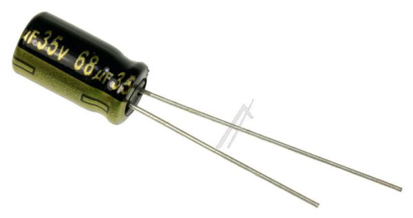 68UF-35V EEUFM1V680 ELCO RADIAAL 105° 8X11MM. RM=2,5MM. LOW-IMP. -ROHS-