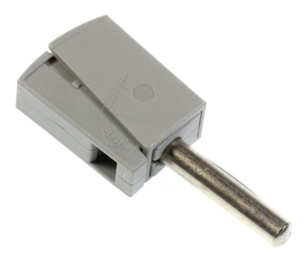 4MM 215-811 BANANENSTEKKER,  GRIJS MET KABELKLEM VERBINDING