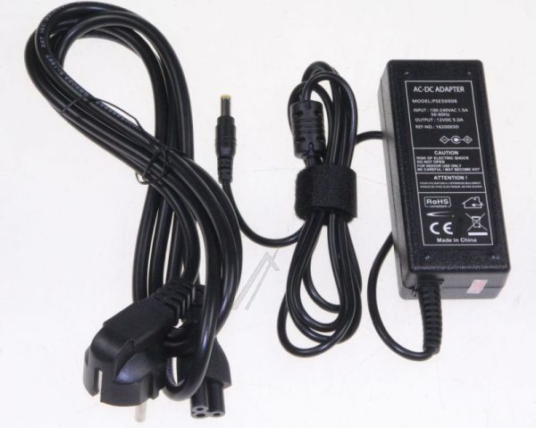 12V-5A-60W PSE50006 EU EXTERNE VOEDING 12V-5,0A VOOR LCD-TV/ -MONITOR