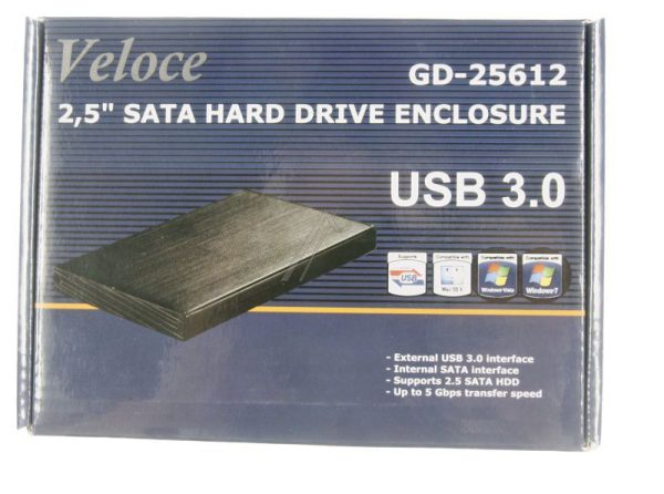GD-25612 88884056 2,5" HARDESCHIJF BEHUIZING,  USB3.0/ SATAII,  ZWART