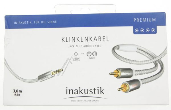 PREMIUM 00410003 MP3 AUDIO-KABEL 3,5MM-JACK-ST. /  2X CINCH-ST. 3,0MTR.