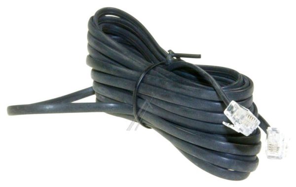 TELEFOONSNOER RJ11, 6P/ 4C,  6,0MTR. ZWART,  1:1