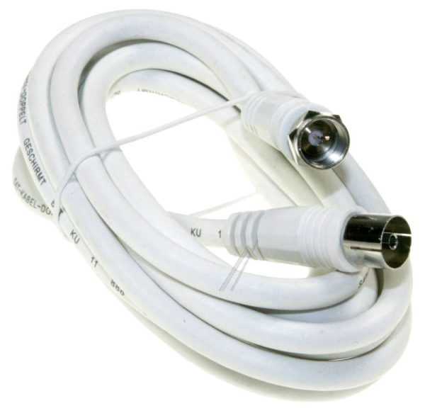 COAX-CONTRA/  F-STEKER KABEL,  2,5MTR. WIT
