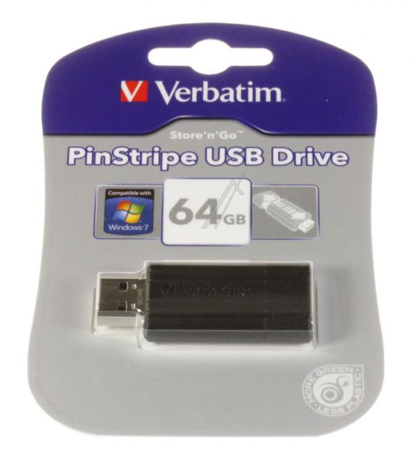 49065 USB DRIVE 2.0 PINSTRIPE 64GB ZWART