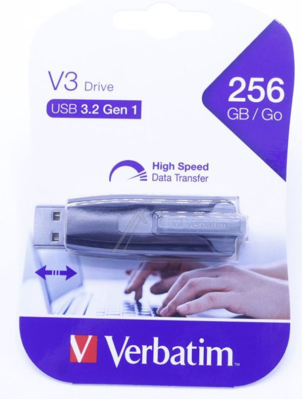 49168 USB 3.0 SUPERSPEED - V3 USB DRIVE 256GB ZWART