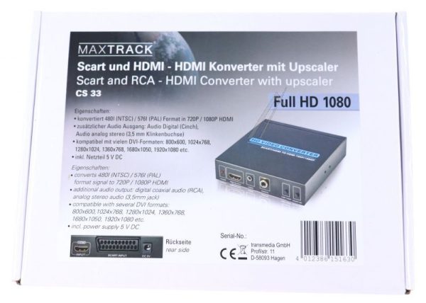 CS 33 SCART NAAR HDMI-CONVERTER MET UPSCALER