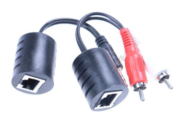 87859 STEREO AUDIO EXTENDER RJ45 BUCHSE ZU 3,5MM KLINKENSTECKER UND RJ45 BUCHSE ZU 2X CINCH STECKER CAT.5 BIS 50M SET 2 STÜCK