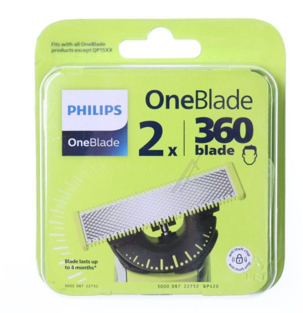 QP420/ 50 ONEBLADE 360° RESERVEMES,  ZILVER,  2 STUKS
