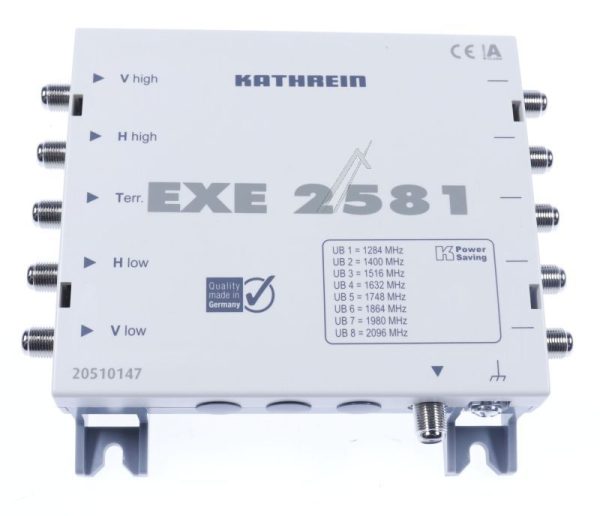 EXE 2581 20510147 EINKABEL-MULTISCHALTER 5 AUF 1X8, 5-862 UND 4 X 950-2150 MHZ,  EIN AUSGANG FÜR 8 REC.,  F-ANSCH.,  KASKADIERBAR,  ERWEITERTE