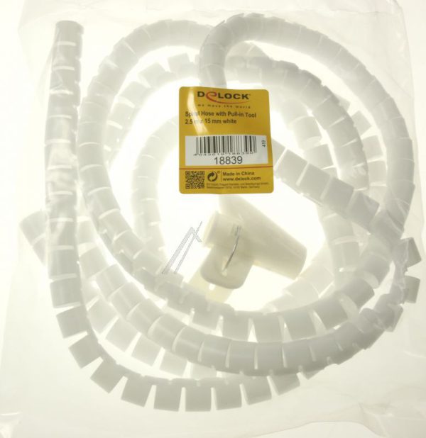 18839 SPIRAAL KABELGOOT MET HULPMIDDEL 2,5 M X 15 MM WIT