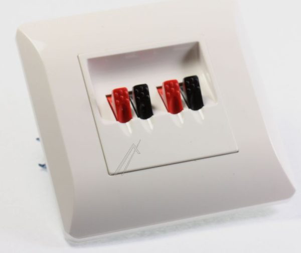 78X84MM INBOUW-TERMINAL VOOR 2 LUIDSPREKERBOXEN,  WIT