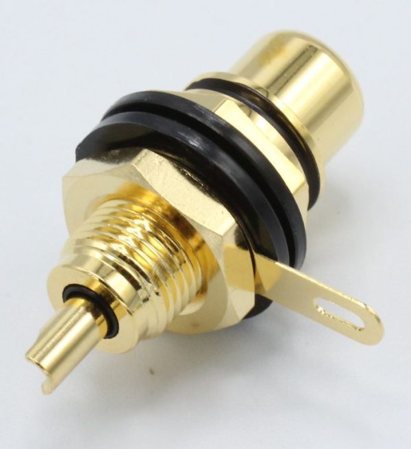 PREMIUM 0090801007 CINCH-CHASSISDEEL RCA VERGULD,  SOLDEERBAAR,  ZWART