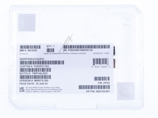 N29139-001 512GB M.2 2280 P41 PLUS PCIE N