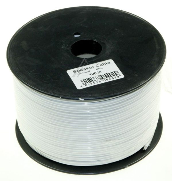 2X0,75MM² LUIDSPREKERKABEL WIT,  CU (KOPER),  100M