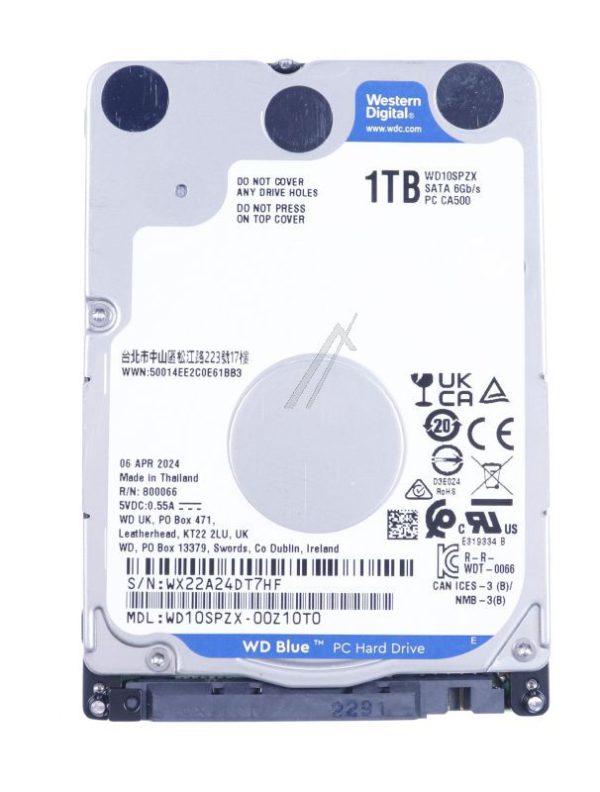 WD BLUE™ WD10SPZX SATA-3, 2,5",  1TB HARDDISK