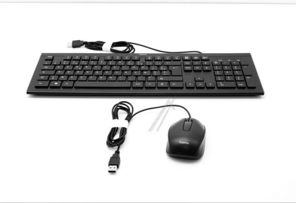 F2134958 SET CLAVIER/ SOURIS "CORTINO",  FILAIRE,  NOIR,  FR