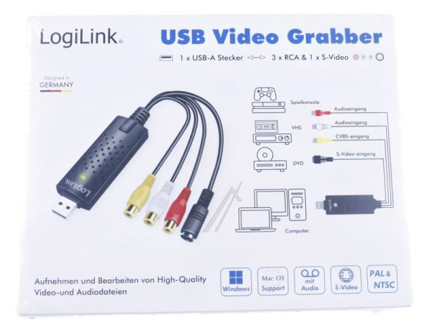 VG0030A USB 2.0-A/ V-GRABBER,  USB-A/ M NAAR 3XCINCH    MINIDIN5/ F,  LOGILINK