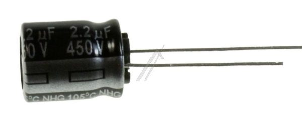 2,2UF-450V ECA2WHG2R2 ELCO RADIAAL 105° 10X12,5MM. RM=5,0MM. -ROHS-