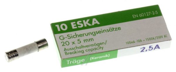 2,5A-T KERAM. ZEKERING TRAAG 5X20MM. INH:10. STUKS -ROHS-