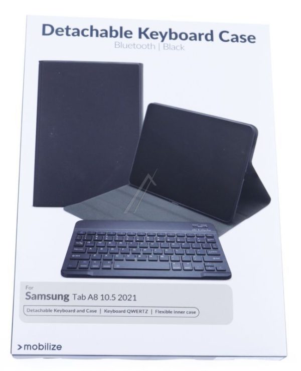 28087 geschikt voor MOBILIZE DETACHABLE BLUETOOTH KEYBOARD CASE SAMSUNG GALAXY TAB A8 10.5 2021 BLACK QWERTZ