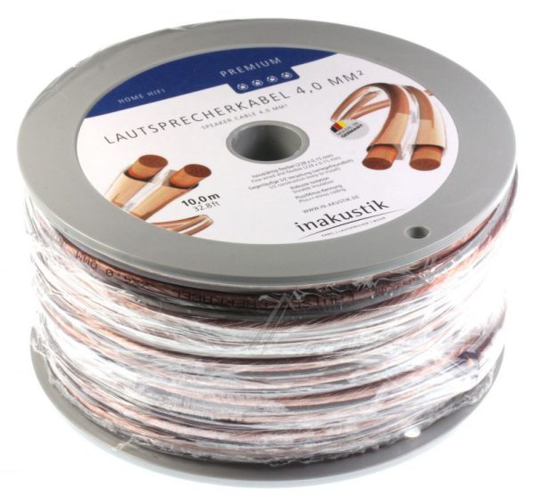 00402410 2X 4,0MM² PREMIUM LUIDSPREKERKABEL CU, TRANSPARANT,  L: 10MTR