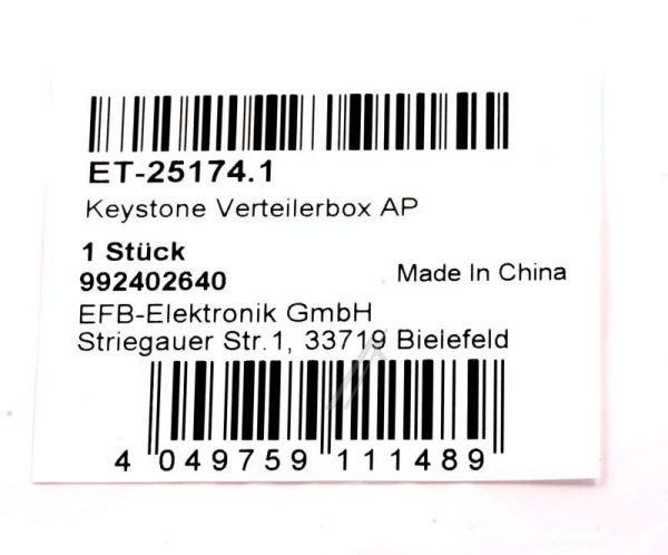 ET-25174.1 KEYSTONE VERTEILERBOX AUFPUTZ 6/ 12 PORT