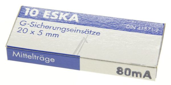 0,08A-M ZEKERING MIDDELTRAAG 5X20MM. INH:10 ST. ROHS-CONFORM