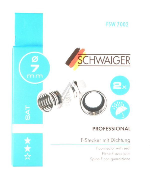 FSW7002531 F-STECKER: 7,0MM/ WETTERSCHUTZ/ 2ER SET,  SILBER
