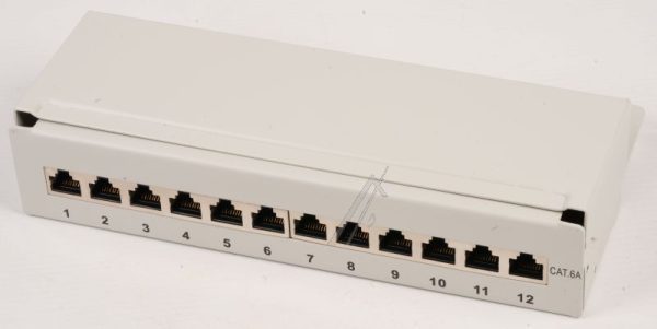 37737.12 MINI-PATCHPANEL STP 12XRJ45 CAT.6A,  10“ 1HE,  RAL7035 GRAU