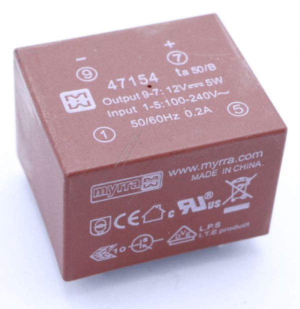 31,7X21,8X26,7MM 47154 MYRRA PRINT-TRAFO EI30, 12-VDC,  5W