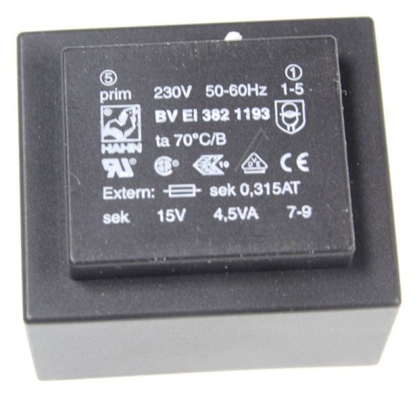 15V-300MA BVEI3821193 PRINTTRAFO 230V EI38 4,5VA 35,1X41,0X28,1MM