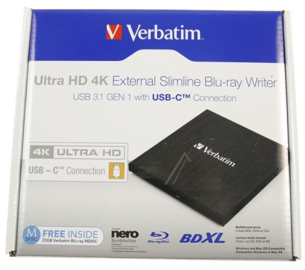 43888 BLU-RAY BRANDER SLIMLINE ULTRA HD 4K,  USB3.1 C