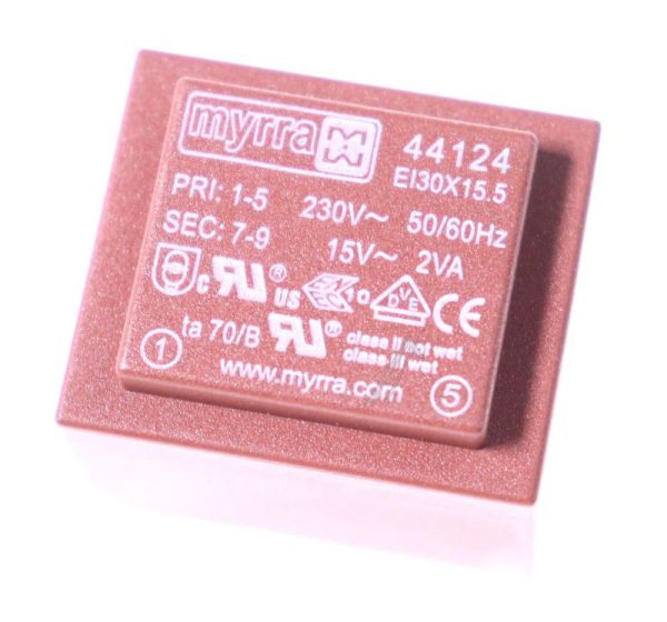 15V-133MA 44124 PRINTTRAFO 230V EI30 2,0VA 32,5X27,5X26,5MM 133MA