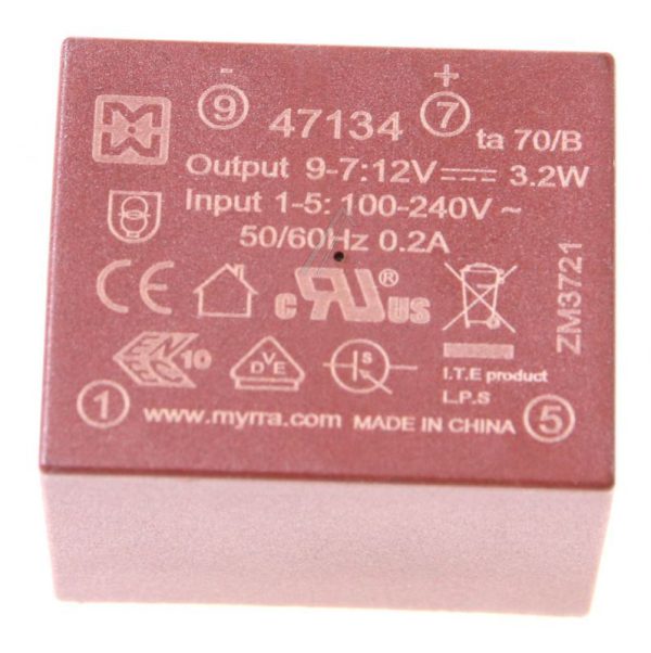 31,7X21,8X26,7MM 47134 MYRRA PRINT-NETZTEIL EI30, 12-VDC,  3,2W