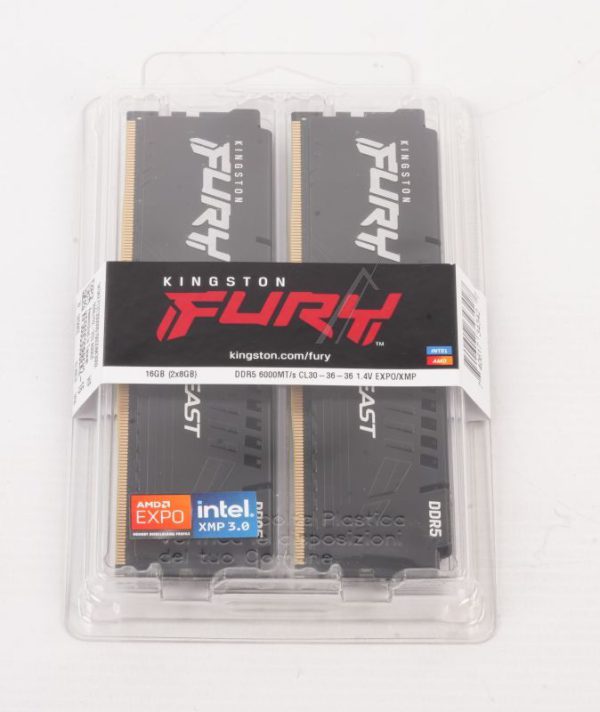 KF560C30BBEK2-16 KINGSTON 16GB 6000MT/ S DDR5 CL30 DIMM KIT OF 2 FURY BEAST BLACK EXPO