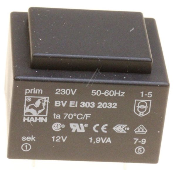 12V-158MA BV EI 303 2032 PRINTTRAFO 230V/ 12V-158MA 2VA,  EI30 32,5X27,5X26,5MM.