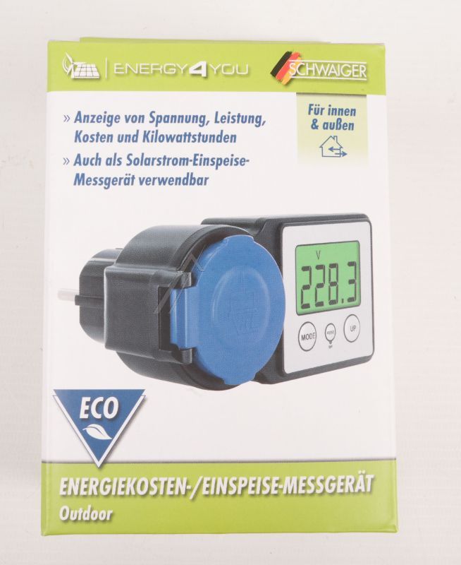 SOLAR STEM1044 ENERGIEKOSTENMESSGERÄT OUTDOOR MIT DISPLAY BELEUCHTET IP44 SCHWARZ