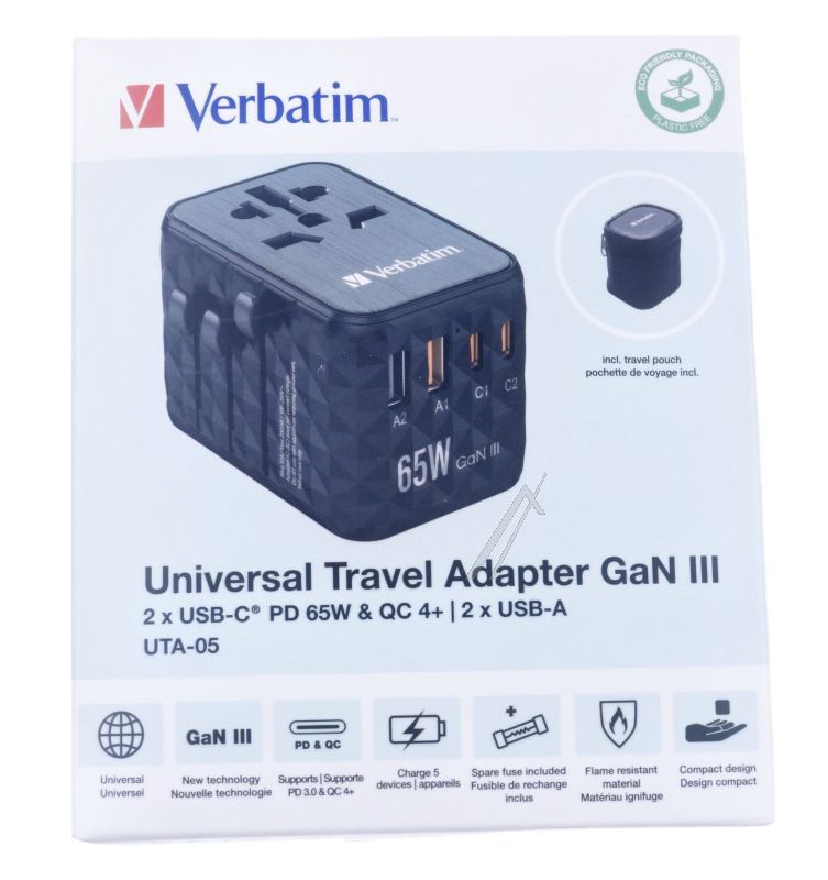 UTA-05 32120 GAN REISLADER, 2 X USB-C PD 65W / 2 X USB-A