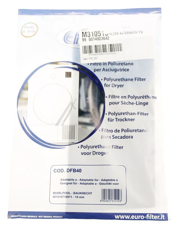 FILTER, ALTERN. V. BAUKNECHT 481010716911/ INDESIT C00379889