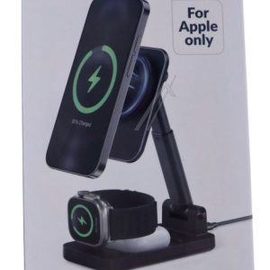 57509 3IN1 OPLAADSTATION VOOR MAGSAFE-COMPATIBELE PHONES 15W ZWART,  OOK VOOR APPLE WATCH