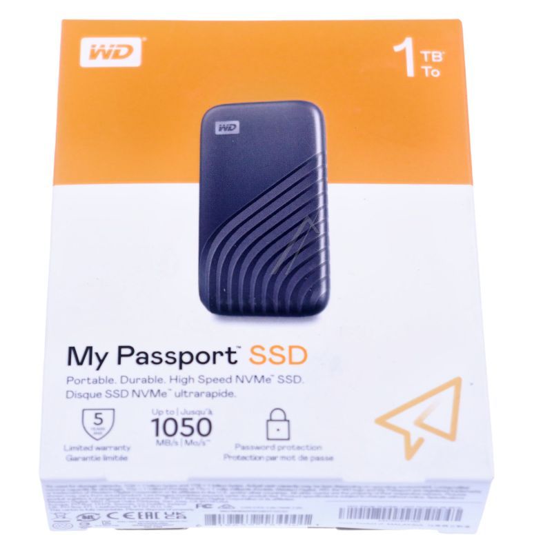 WD MY PASSPORT WDBAGF0010BGY-WESN WD MY PASSPORT SSD 1TB SPACE GREY, USB 3.2 GEN-2 & USB-C, 1050MB/ S LEZEN, 1000MB/ S SCHRIJVEN, COMPATIBEL MET PC & MAC